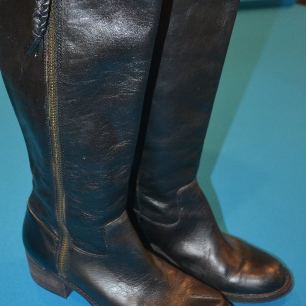 Lucky Brand Hesper Black Leather Riding Boots